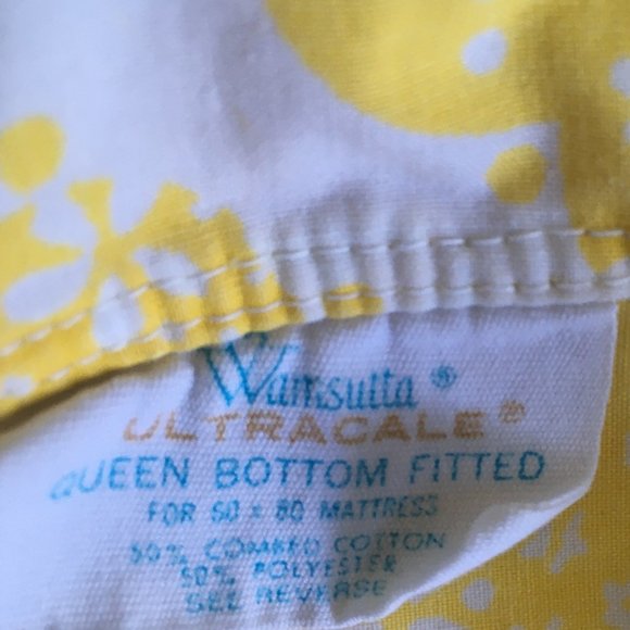 Wamsutta vintage 70s 2 pillowcases + fitted sheet set Q floral lace ultracale - Picture 3 of 3